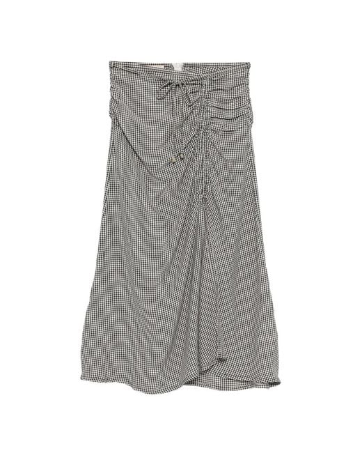 Sessun Gray Arletta Gingham Midi Skirt