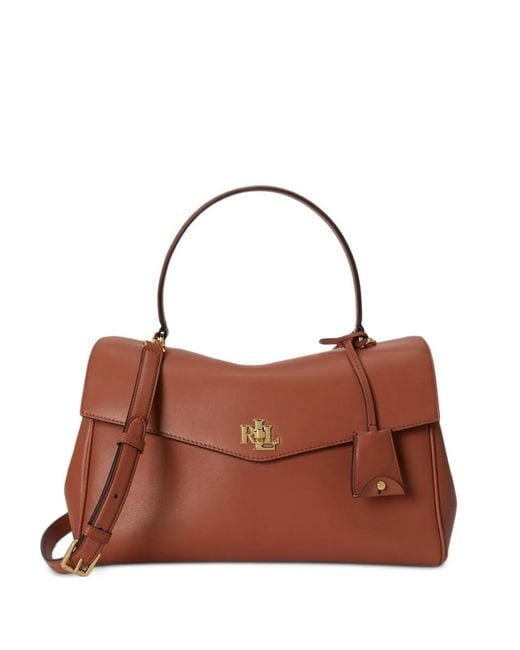Ralph Lauren Brown Medium Farrah Leather Soft Satchel Bag