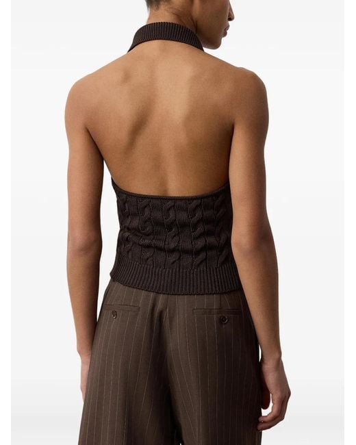 Ralph Lauren Black Cable-Knit Halter Sweater