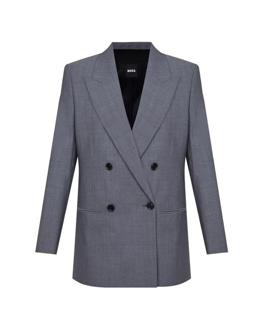 Boss Blue Double-Breasted Wool Jacket