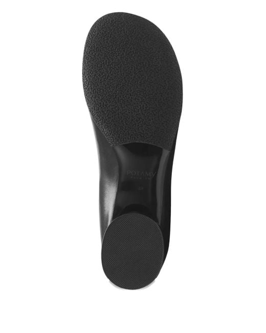 POTAMY Black Leather Ankle Boots