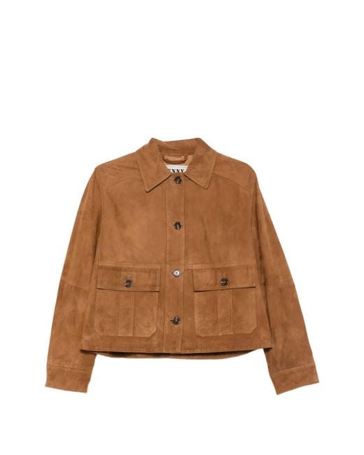 Pennyblack Brown Buttoned Flap-Pocket Jacket