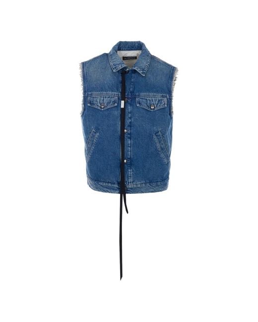 Ann Demeulemeester Blue Button Closure Sleeveless Gilet for men