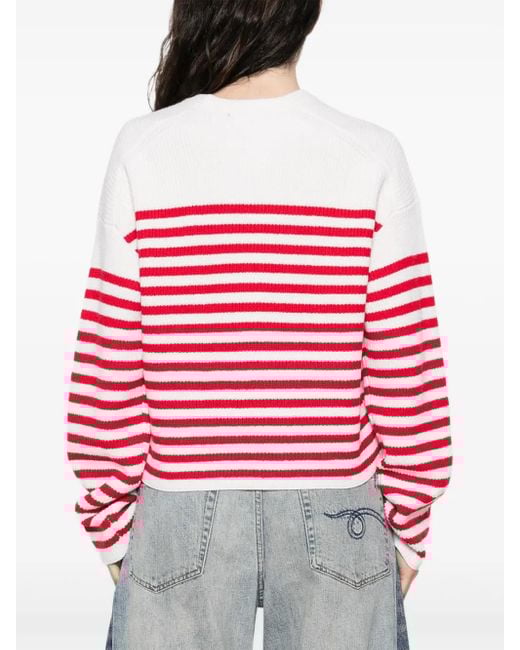 Maje Striped Embroidered Sweater