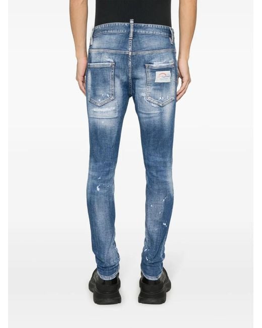DSquared² Blue Distressed Slim-fit Jeans for men