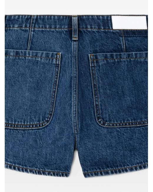 Re/done Blue The Bender Pocket-Detail Denim Shorts