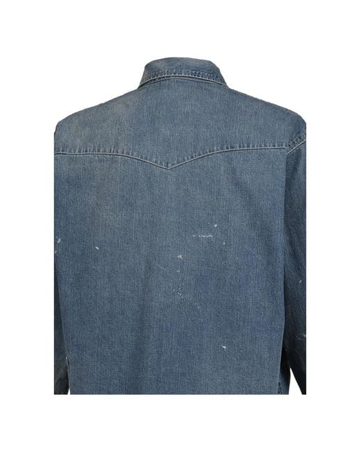 PORTER CLASSIC Blue Breakfast Western Shirt for men
