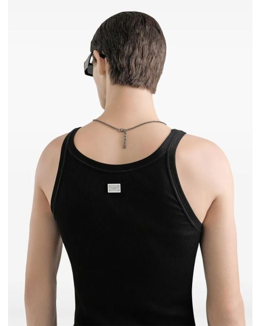 Dolce & Gabbana Black Logo-Patch Tank Top for men