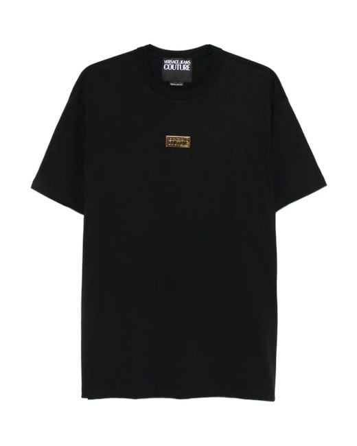 Versace Jeans Couture T-Shirt mit goldfarbenem Schild in Black für Herren