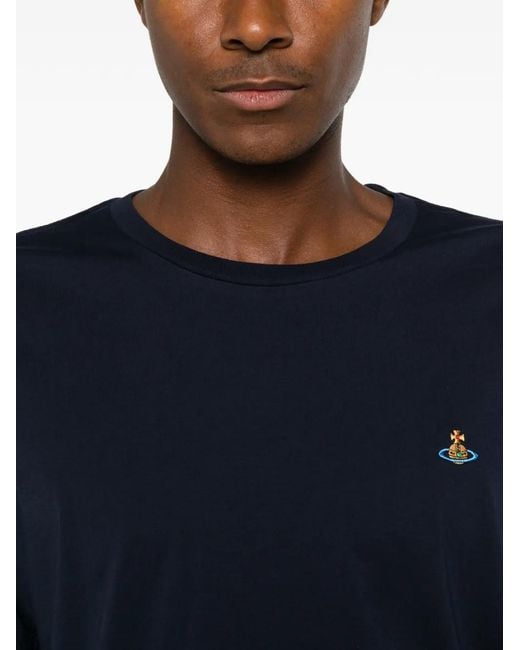 Vivienne Westwood Blue Orb-Embroidered Crew-Neck T-Shirt for men