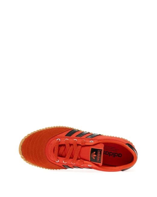 Adidas Red Volley Plimsole Three-Stripe Sneakers