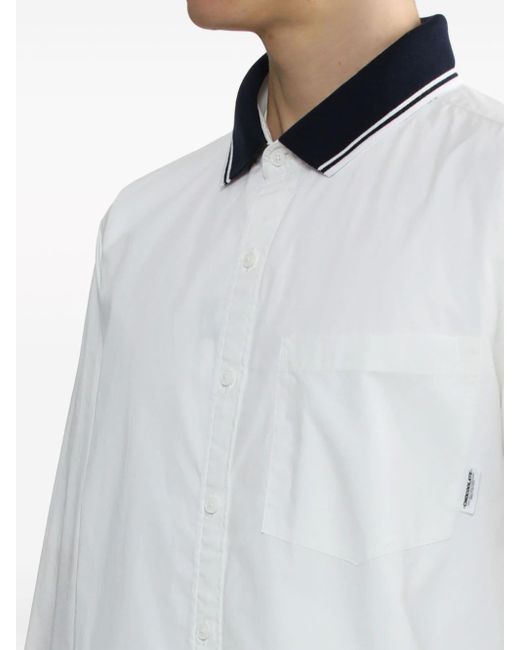 Chocoolate White Contrasting-trim Cotton Shirt for men