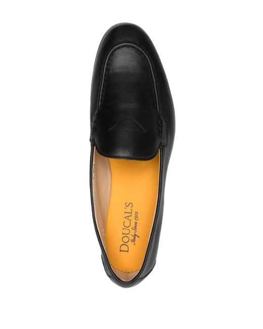 Doucal's Black Penny-slot Leather Loafers
