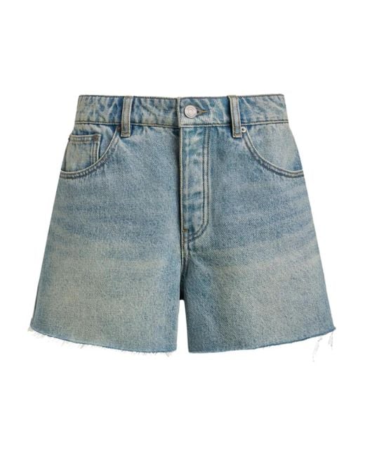 12 STOREEZ カットオフエッジ デニムショーツ Blue