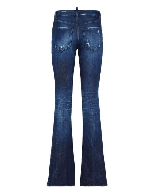 DSquared² Blue Distressed Flared Jeans