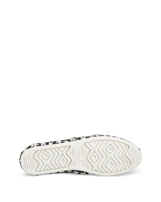 TOMS White Floral-Pattern Flat Espadrilles