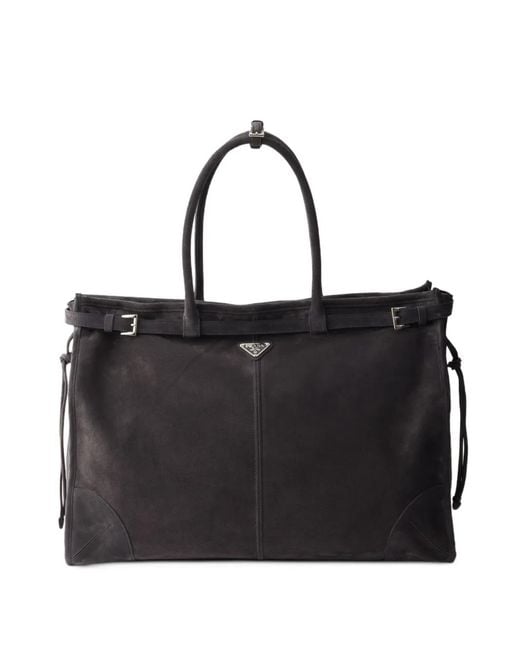Prada Black Bonnie Suede Tote Bag for men