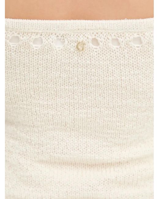 Guess White Leah Strapless Midi Dress