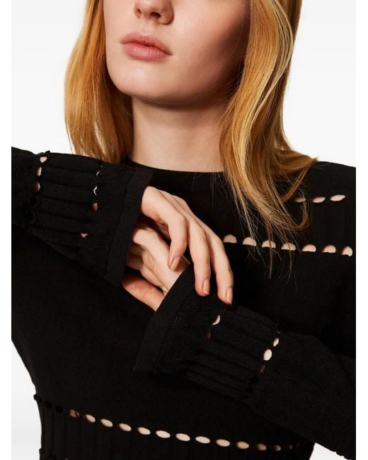 Twinset Black Fitted Jumper With Openwork