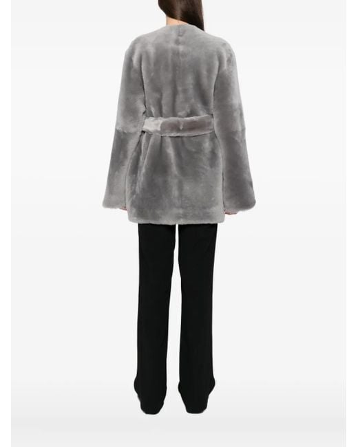 Totême Gray Plush Shearling Jacket