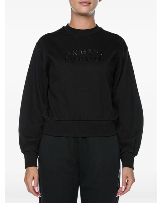 ARMANI EXCHANGE Black Logo-Embossed Sweatshirt