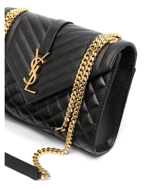 Saint Laurent Black Medium Envelope Shoulder Bag