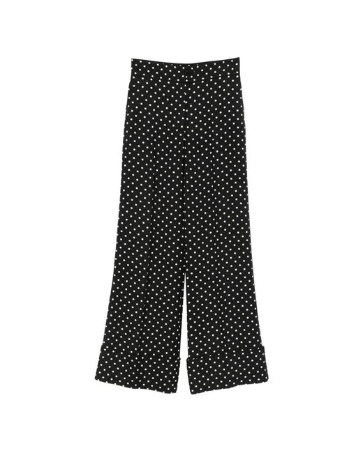 Valentino Garavani Black Polka-Dot Cuffed Trousers