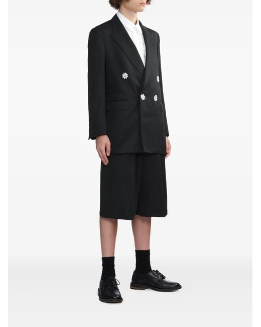 Simone Rocha Black Pleated Belted Shorts for men