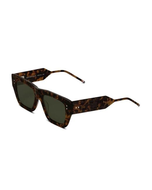 Thom Browne Black Tortoiseshell Rectangle-Frame Sunglasses