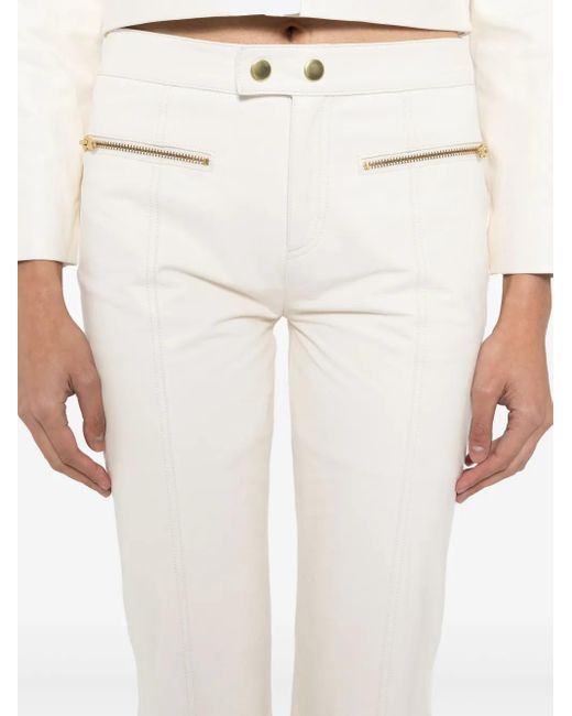 Cynthia Rowley White Downtown Cropped-Hose Aus Leder