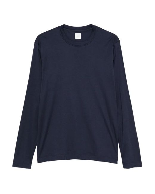 Eleventy Blue Long-Sleeved Crew-Neck T-Shirt for men