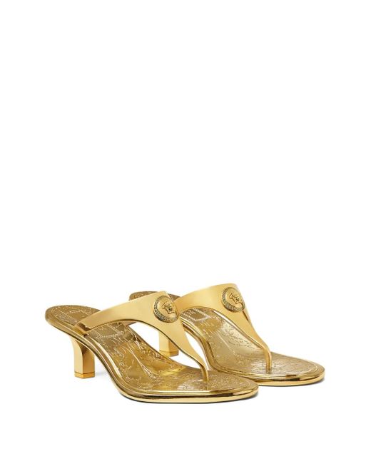 Versace 55Mm Alia Metallic Mules