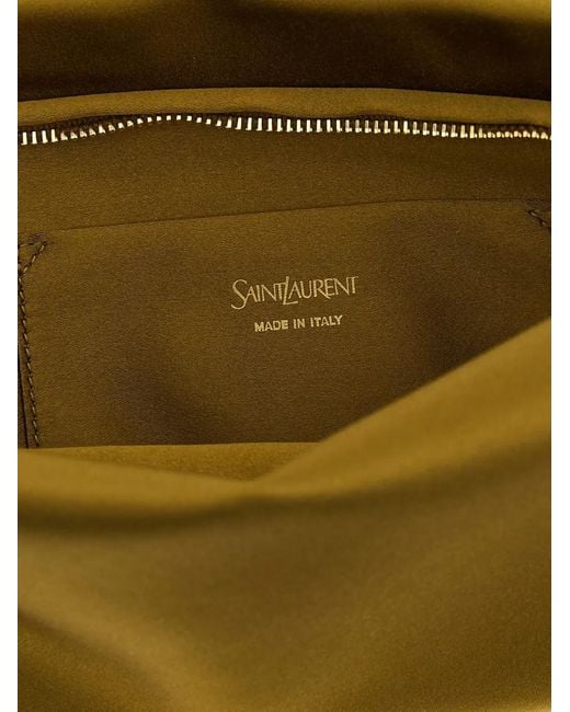 Saint Laurent Natural Evening Satin Clutch Bag