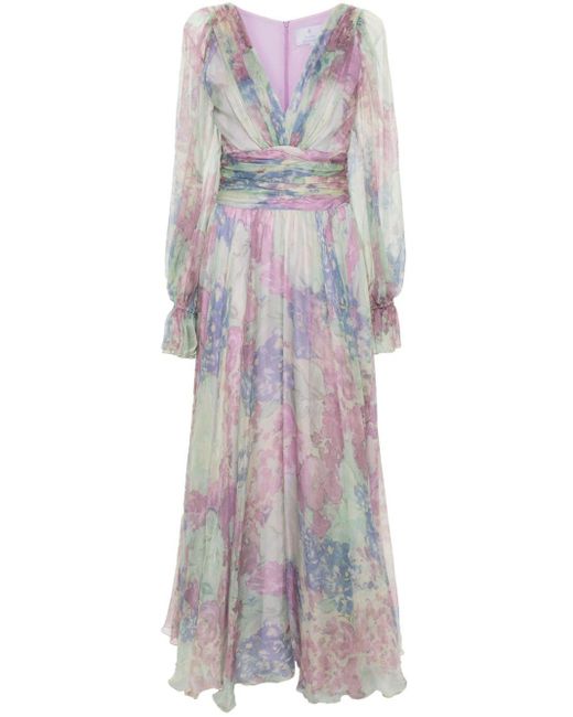Luisa Beccaria Pink Luna Floral-print Dress