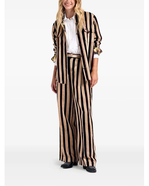 LaDoubleJ Black Striped-Pattern Pleated-Front Trousers