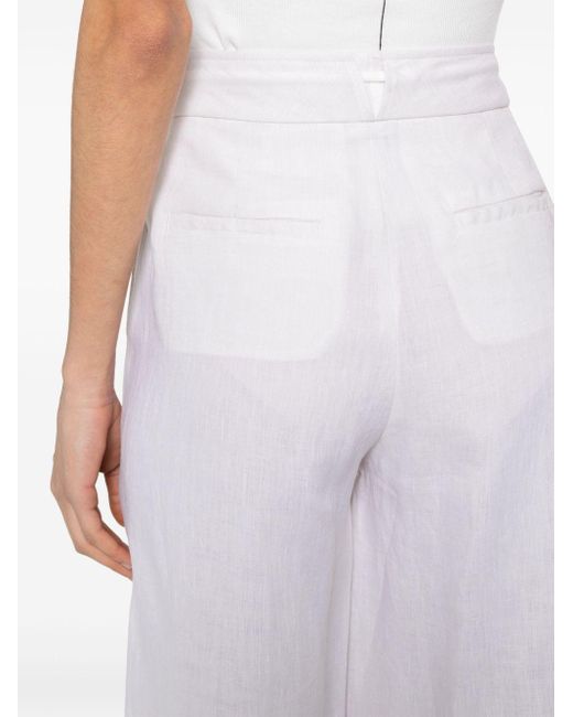 Peserico White Pleat-detailing Wide-leg Trousers