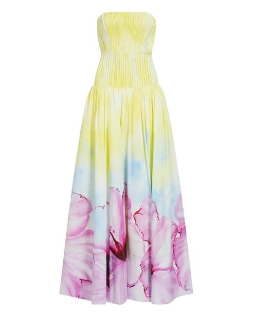 Aje. White Floral-Print Strapless Maxi Dress