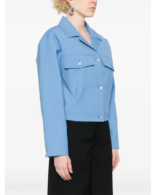 Moschino Blue Logo-Tag Jacket