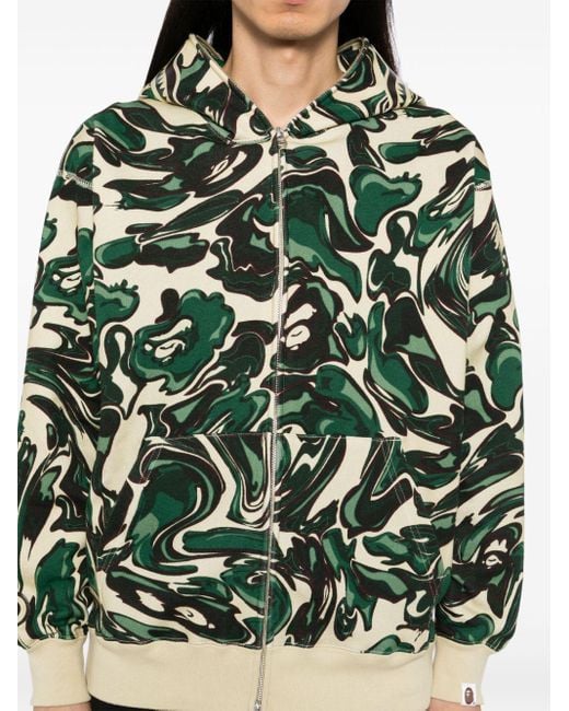 A Bathing Ape Green Graphic-Print Hooded Jacket for men