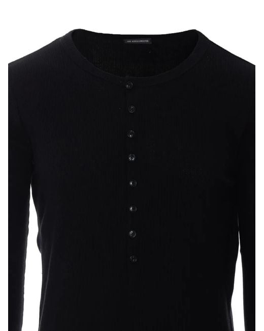 Ann Demeulemeester Blue Hamar Button-Detail T-Shirt for men