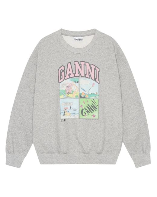 Ganni White Printed Sweatshirt