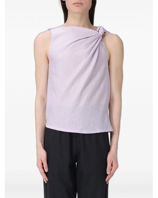 Tela White Draped Knot-Detail Blouse