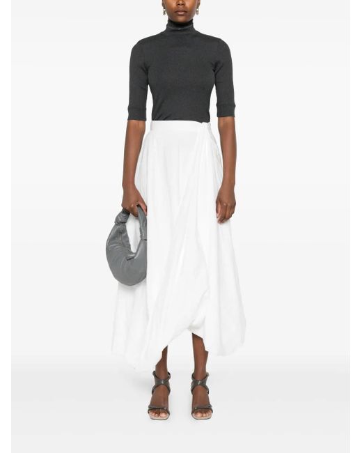 Brunello Cucinelli Gray High-Neck Ribbed Top