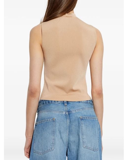 Cult Gaia Natural Katherine Mock-Neck Top