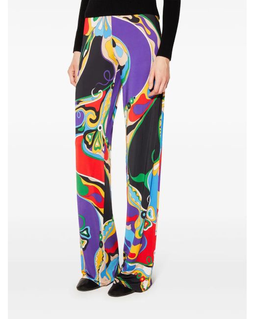 Emilio Pucci Broek Met Orchidee Print in het Blue