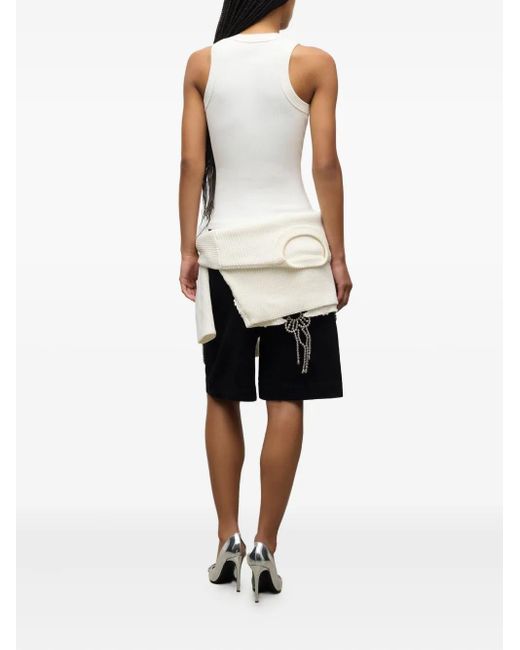 Area White Crystal-Embellished Ribbed Tank Top