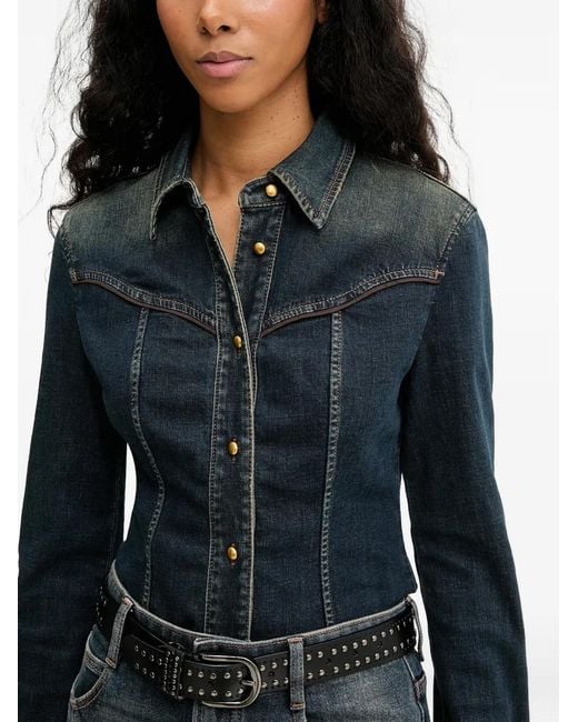 Miss Sixty Blue Buttoned Denim Shirt