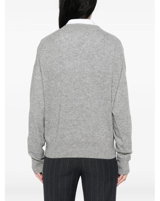 Marella Gray V-Neck Cashmere Sweater