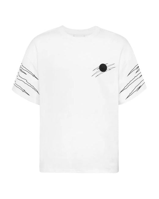 Philipp Plein White Scratch-Detail Crew-Neck T-Shirt for men