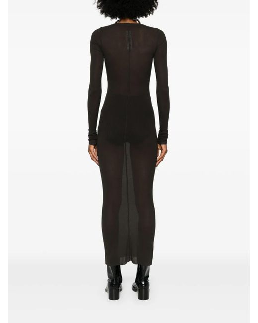 Abito Midi A Coste di Rick Owens in Black